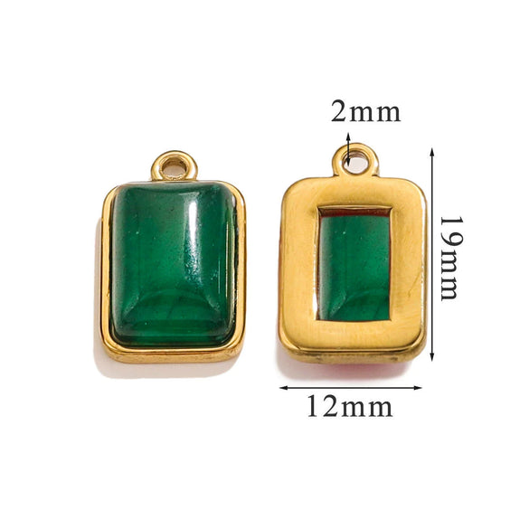 Stainless Steel Natural Stone Inlaid Handmade Niche Geometric Pendant For Necklace And Bracelet