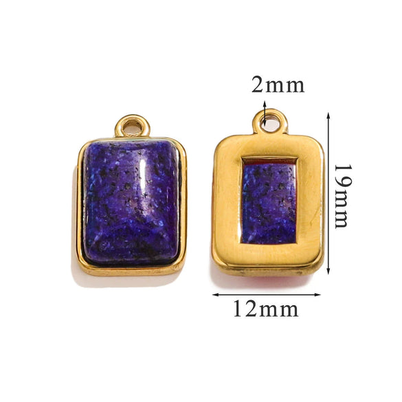 Stainless Steel Natural Stone Inlaid Handmade Niche Geometric Pendant For Necklace And Bracelet