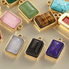 Stainless Steel Natural Stone Inlaid Handmade Niche Geometric Pendant For Necklace And Bracelet