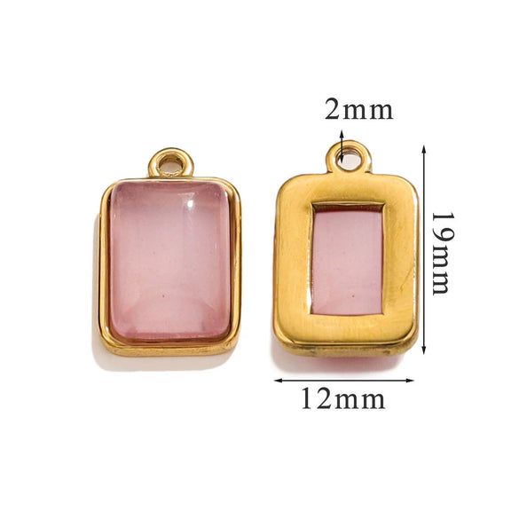 Stainless Steel Natural Stone Inlaid Handmade Niche Geometric Pendant For Necklace And Bracelet