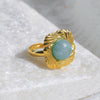 Stainless Steel Natural Stone Inset Square Open Ring Electroplated Fashionable Unisex