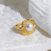 Stainless Steel Natural Stone Inset Square Open Ring Electroplated Fashionable Unisex