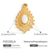Stainless Steel Natural Stone Jewelry Accessories Heart Oval Pendant Electroplated 18K Gold Colorpreserving