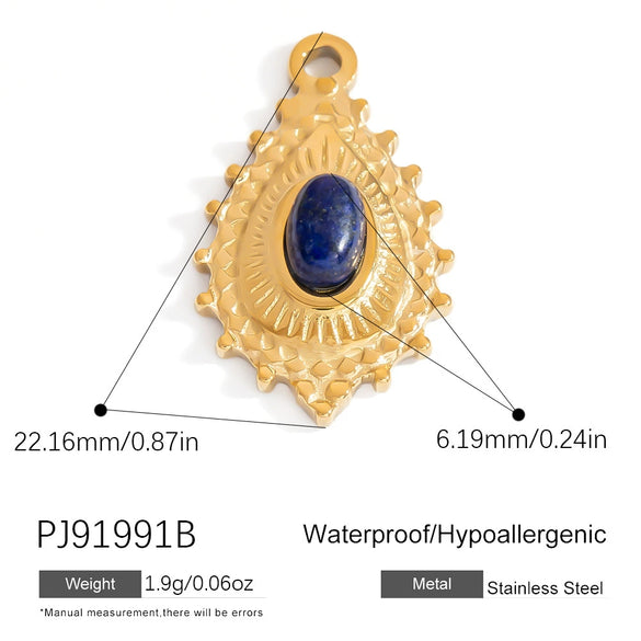 Stainless Steel Natural Stone Jewelry Accessories Heart Oval Pendant Electroplated 18K Gold Colorpreserving