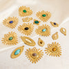 Stainless Steel Natural Stone Jewelry Accessories Heart Oval Pendant Electroplated 18K Gold Colorpreserving