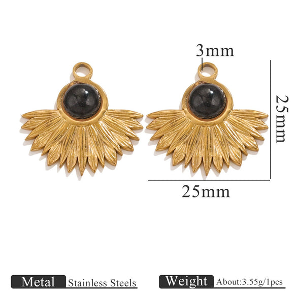 Stainless Steel Natural Stone Oil Drop Eight Eyes Pendant Necklace Jewelry Accessories