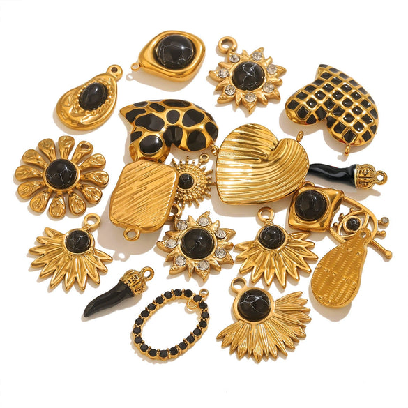 Stainless Steel Natural Stone Oil Drop Eight Eyes Pendant Necklace Jewelry Accessories