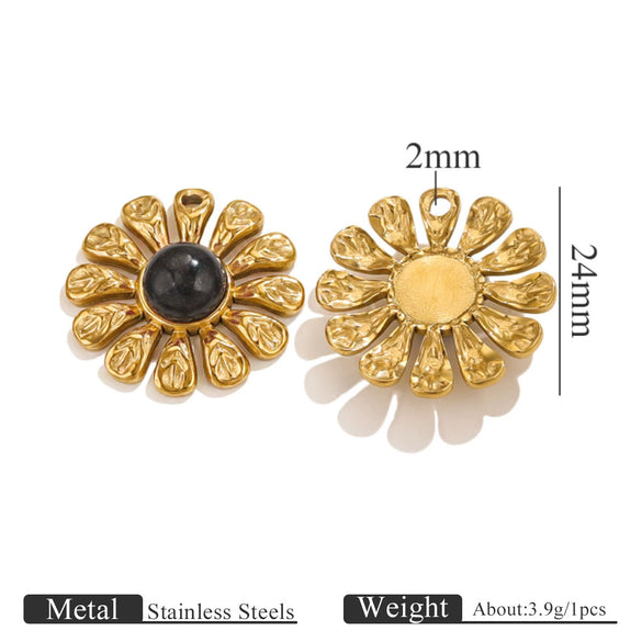 Stainless Steel Natural Stone Oil Drop Eight Eyes Pendant Necklace Jewelry Accessories