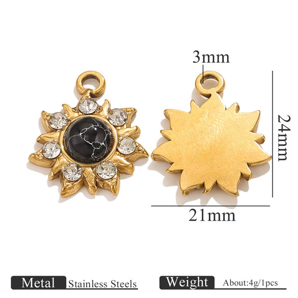 Stainless Steel Natural Stone Oil Drop Eight Eyes Pendant Necklace Jewelry Accessories