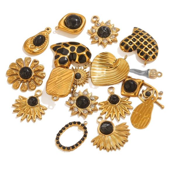 Stainless Steel Natural Stone Oil Drop Eight Eyes Pendant Necklace Jewelry Accessories