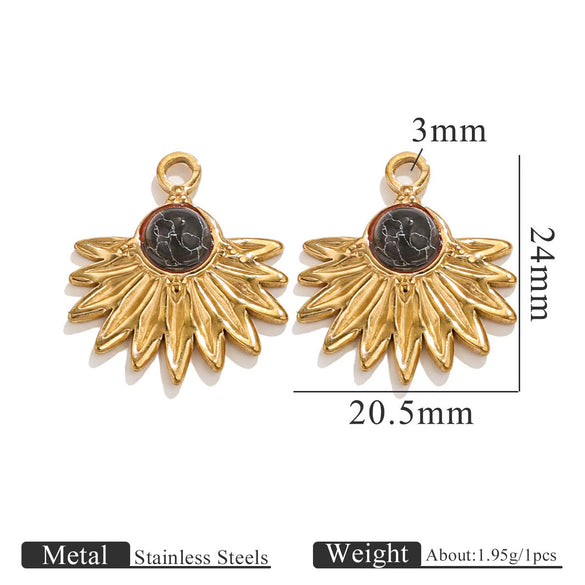 Stainless Steel Natural Stone Oil Drop Eight Eyes Pendant Necklace Jewelry Accessories