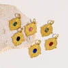 Stainless Steel Natural Stone Pendant Jewelry With Geometric Style Electroplated Pleated Oval And Star Shapes