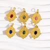 Stainless Steel Natural Stone Pendant Jewelry With Geometric Style Electroplated Pleated Oval And Star Shapes