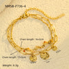 Stainless Steel Natural Stone Pendant Necklace Bracelet Set For Women With Electroplating And Stacked Design