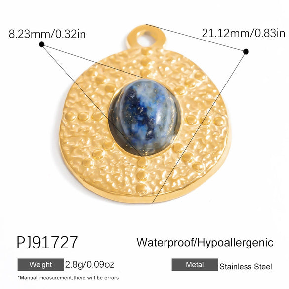 Stainless Steel Natural Stone Pendant Necklace Jewelry Accessories Elegant Minimalist Electroplated
