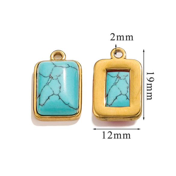 Stainless Steel Natural Stone Rectangular Pendant Electroplated Niche Fashion Diy