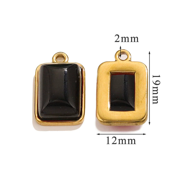 Stainless Steel Natural Stone Rectangular Pendant Electroplated Niche Fashion Diy