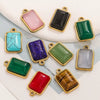 Stainless Steel Natural Stone Rectangular Pendant Electroplated Niche Fashion Diy