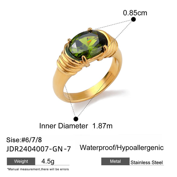 Stainless Steel Natural Stone Ring With Electroplating Treatment