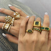 Stainless Steel Natural Stone Ring With Electroplating Treatment