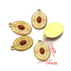 Stainless Steel Natural Stone Round Oval Vintage Embossed Pendant Jewelry Accessories For Necklace Earrings With Electroplating