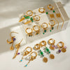 Stainless Steel Natural Stone Tassel Hammer Geometric Earrings For Women With Electroplating