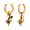 Stainless Steel Natural Stone Tassel Hammer Geometric Earrings For Women With Electroplating