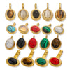 Stainless Steel Natural Stone Tiger Eye Oval Pendant Jewelry Accessories Retro Geometric Totem Electroplated