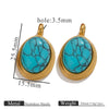 Stainless Steel Natural Stone Tiger Eye Oval Pendant Jewelry Accessories Retro Geometric Totem Electroplated