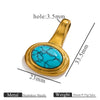 Stainless Steel Natural Stone Tiger Eye Oval Pendant Jewelry Accessories Retro Geometric Totem Electroplated