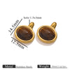 Stainless Steel Natural Stone Tiger Eye Oval Pendant Jewelry Accessories Retro Geometric Totem Electroplated