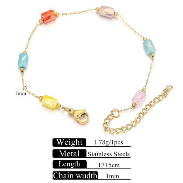 Stainless Steel Natural Stone Totem Bracelet Necklace Electroplated Fashion Small Fresh Simple Diy Handmade