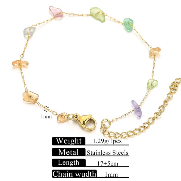 Stainless Steel Natural Stone Totem Bracelet Necklace Electroplated Fashion Small Fresh Simple Diy Handmade