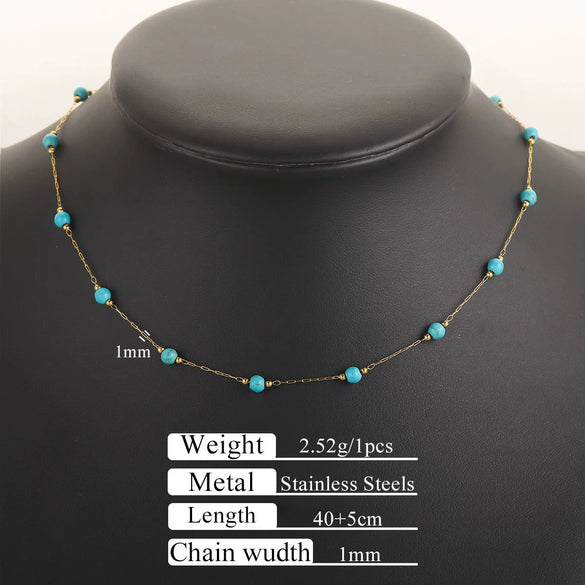 Stainless Steel Natural Stone Totem Bracelet Necklace Electroplated Fashion Small Fresh Simple Diy Handmade