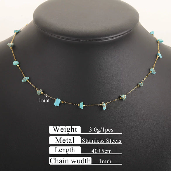 Stainless Steel Natural Stone Totem Bracelet Necklace Electroplated Fashion Small Fresh Simple Diy Handmade