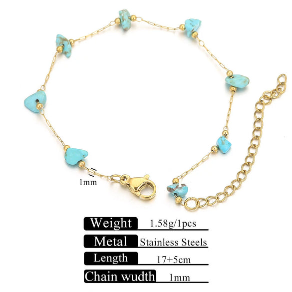 Stainless Steel Natural Stone Totem Bracelet Necklace Electroplated Fashion Small Fresh Simple Diy Handmade