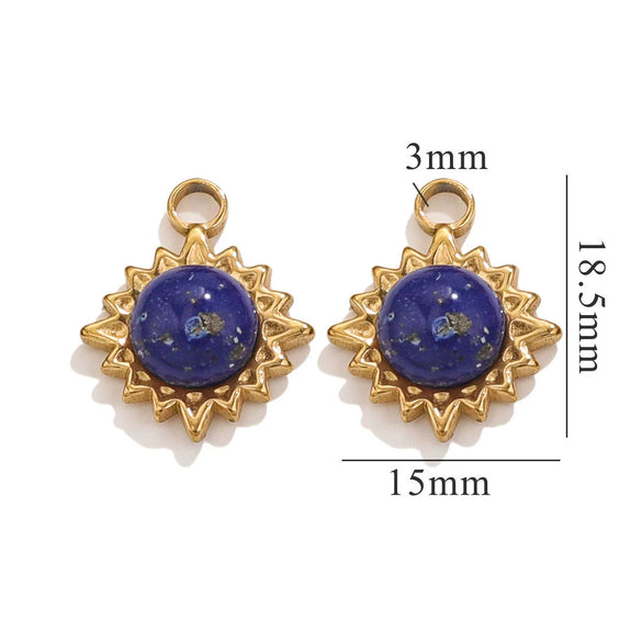 Stainless Steel Natural Stone Turquoise Pendant Necklace Earrings Diy Accessories With Electroplating And Geometric Ushape Design
