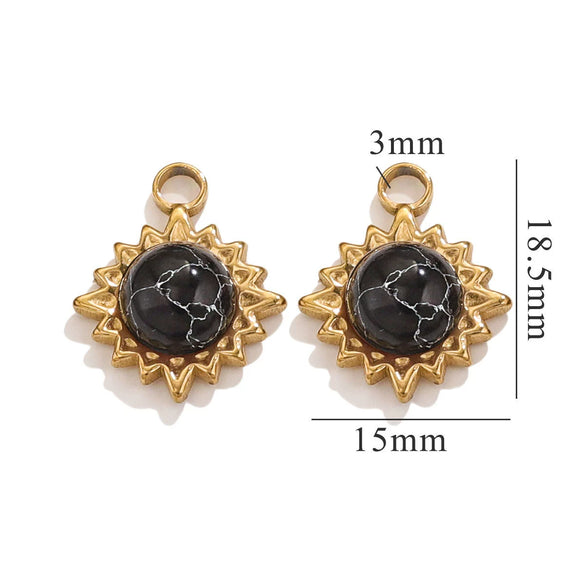 Stainless Steel Natural Stone Turquoise Pendant Necklace Earrings Diy Accessories With Electroplating And Geometric Ushape Design