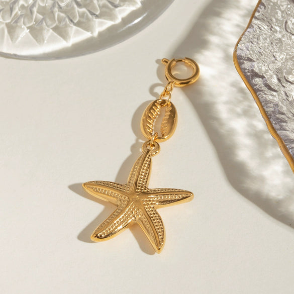 Stainless Steel Natural Style Accessories With Starfish Pendant And Bikini Connection Buckle Electroplated