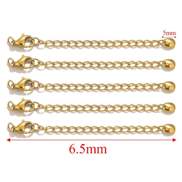 Stainless Steel Natural Style Belt Chain Tail Chain Extension Chain Buckle Lobster Buckle Jewelry Accessories With Electroplating