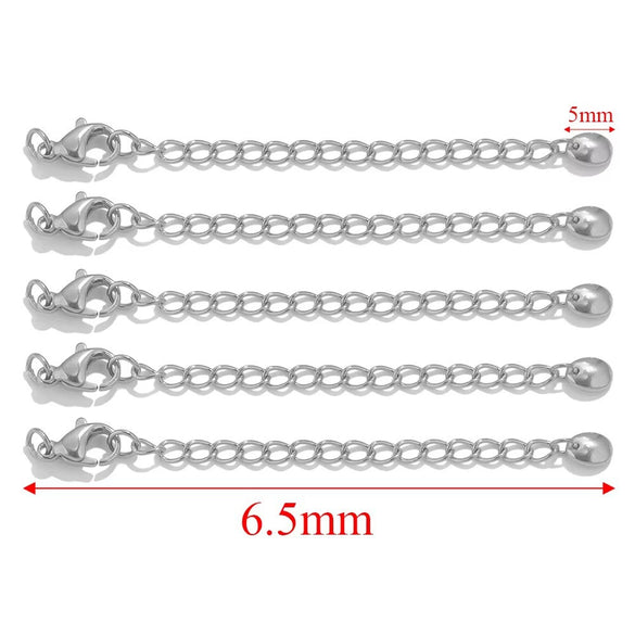 Stainless Steel Natural Style Belt Chain Tail Chain Extension Chain Buckle Lobster Buckle Jewelry Accessories With Electroplating