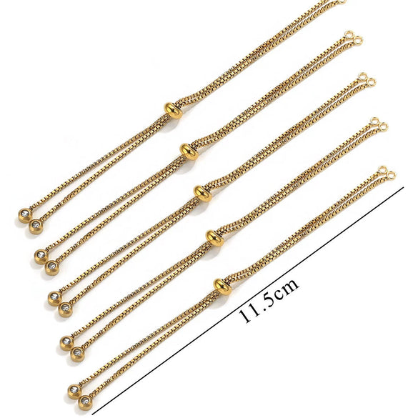Stainless Steel Natural Style Box Chain Adjustable Bracelet With Flat Positioning Beads Electroplating Jewelry