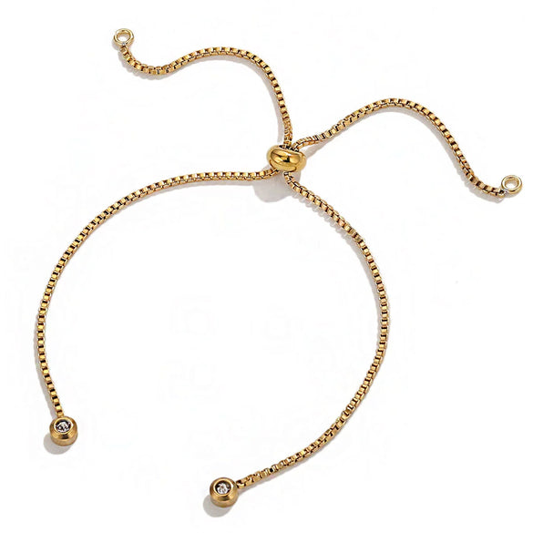 Stainless Steel Natural Style Box Chain Adjustable Bracelet With Flat Positioning Beads Electroplating Jewelry