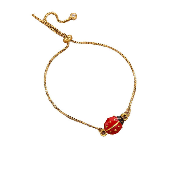 Stainless Steel Natural Style Box Chain Adjustable Bracelet With Flat Positioning Beads Electroplating Jewelry
