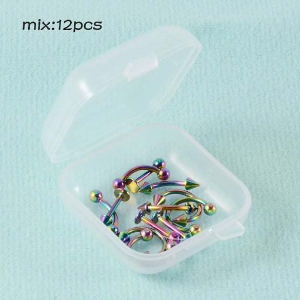 Stainless Steel Natural Style Geometric Lip Nails Eyebrow Nails Horseshoe Nose Ring Kit With C Shaped Lip Rings And Ear Bones Electroplated