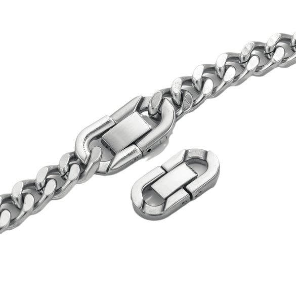 Stainless Steel Natural Style Return Pattern Polished Hand Assembled Jewelry Button With Electroplating Cuban Chain Buckle