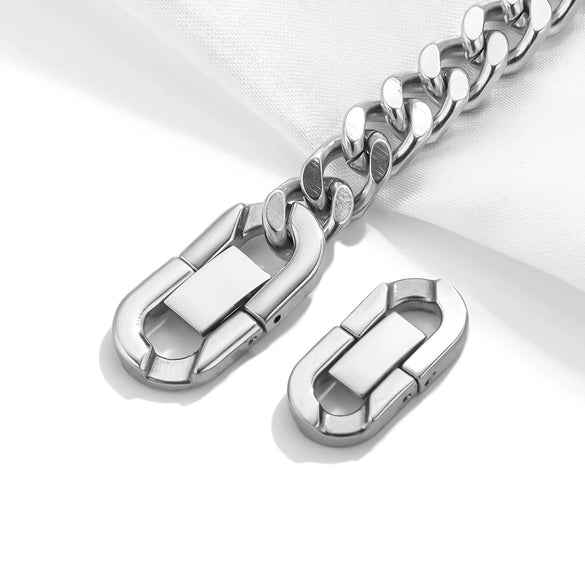 Stainless Steel Natural Style Return Pattern Polished Hand Assembled Jewelry Button With Electroplating Cuban Chain Buckle