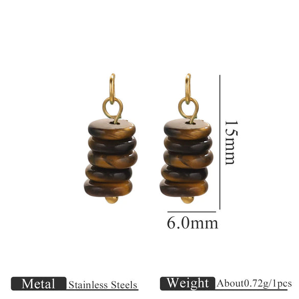 Stainless Steel Natural Tiger Eye Stone Beads Handmade Jewelry Accessories Electroplated Earrings Bracelet