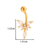 Stainless Steel Navel Button Jewelry Inlaid With Zircon Lace Cross For Women Electroplated