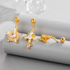 Stainless Steel Navel Button Jewelry Inlaid With Zircon Lace Cross For Women Electroplated